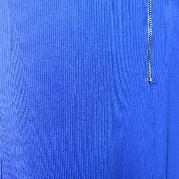 Pretty Garden Blue Ribbed Sleeveless Mock Neck Jumpsuit Women's Large - Picture 6 of 7